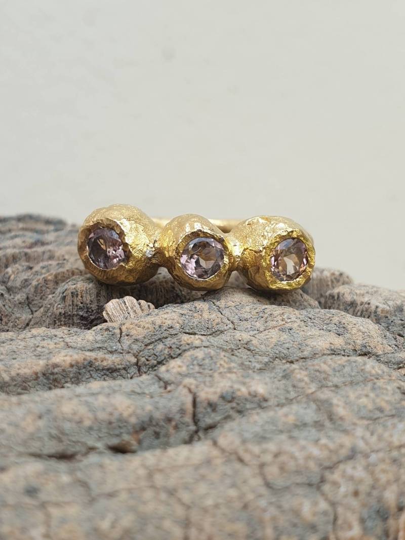 Handgemachter Pink Turmalin Goldfilled Ring Chunky Edelstein Statement Ring von TamyZurTachshit