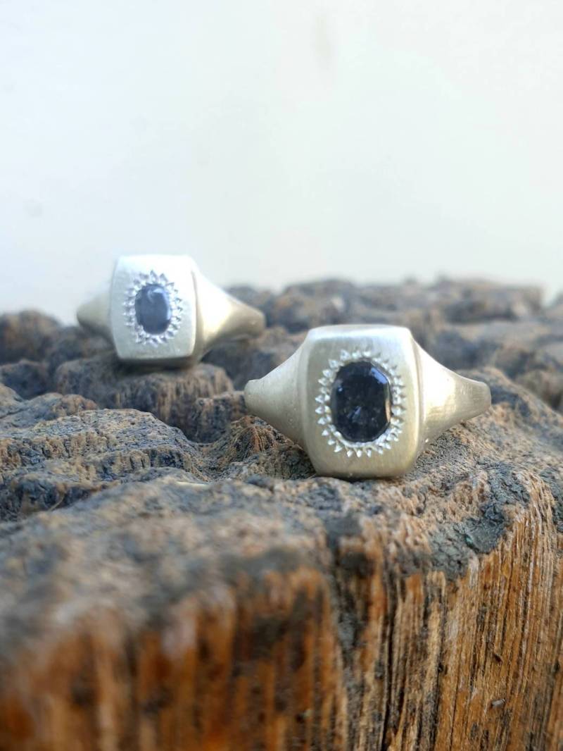 sterling Silber Grau Oval Diamant Ring Jubiläum Verlobungsring von TamyZurTachshit