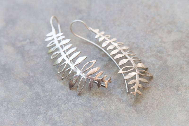 Sterling Silber Blatt Tropfen Ohrringe Statement Baumeln Schmuck Sterling Silber Blatt Tropfen Ohrringe Statement Baumeln Schmuck von TamyZurTachshit