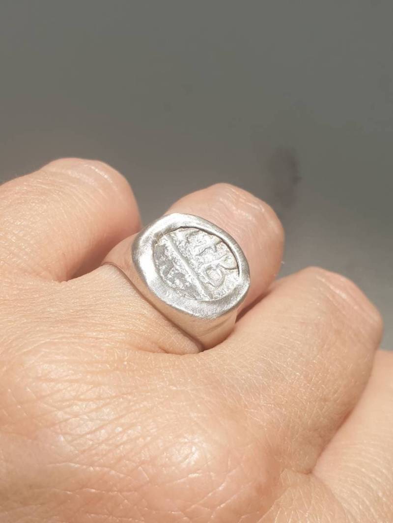Sterling Silber Münze Siegelring Vintage-Stil Stempel Ring von TamyZurTachshit