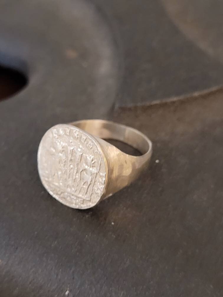 Sterlingsilber Münzring. Münzsiegel Ring. Stempelring. Signet Münze Pinkfarbener Frauen Ein Ring Mit Münze von TamyZurTachshit