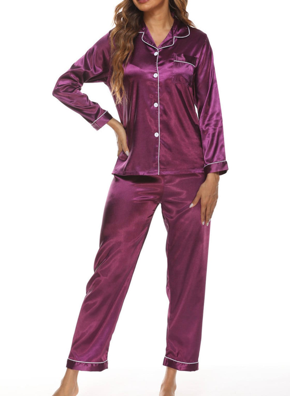 Personalisiertes Geschenk, Geschenk Für Mama, Pyjama-Set Frau, Lila Satin-Pyjama, Brautjungfer-Pyjama-Set, Monogramm von TanaClothingShop