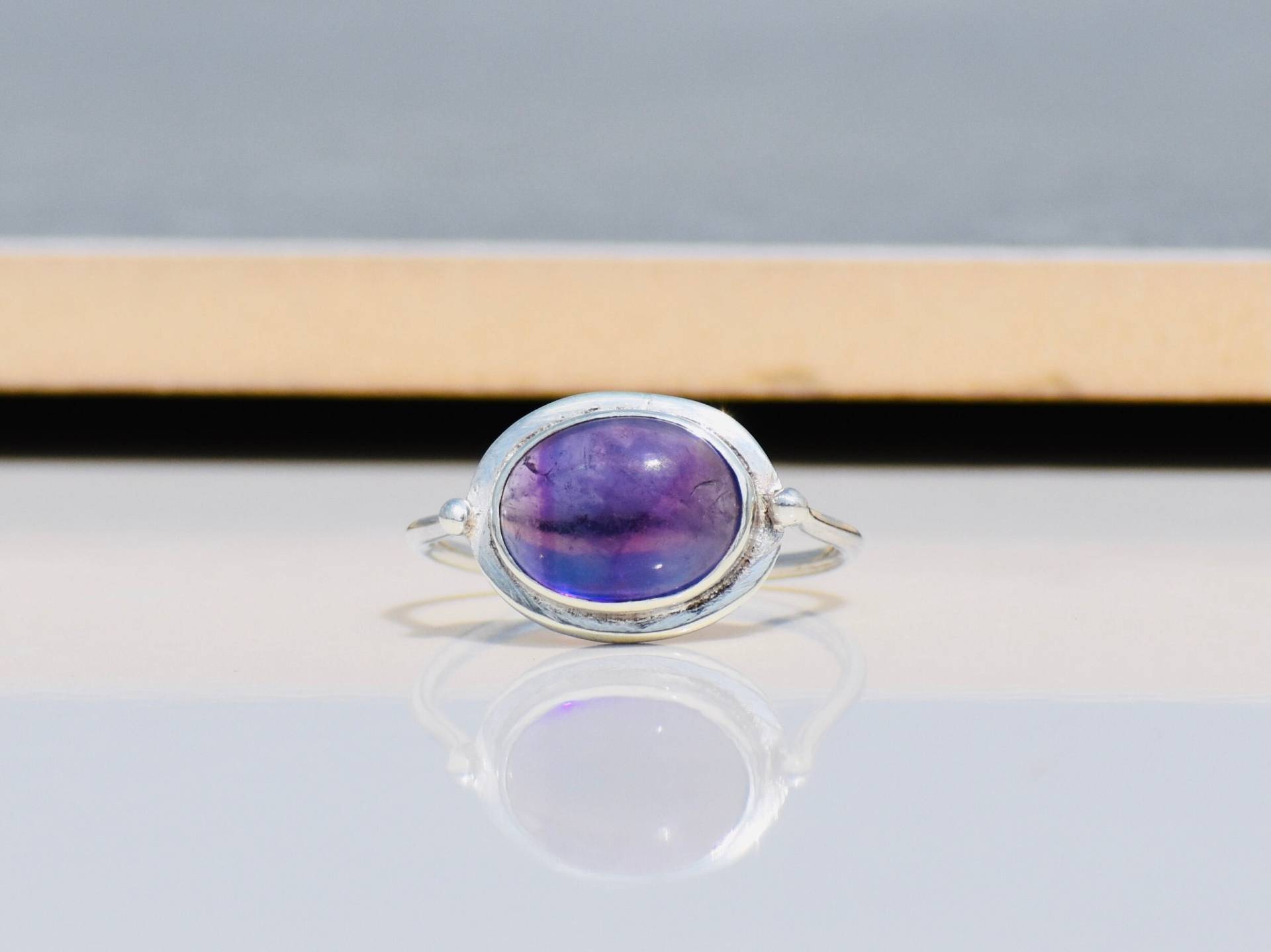 Natürlicher Amethyst Ring, 925 Sterling Silber Ring, Boho Hippie Ring Für Frauen, Lila Stein Ring von TanaBanaJewelry