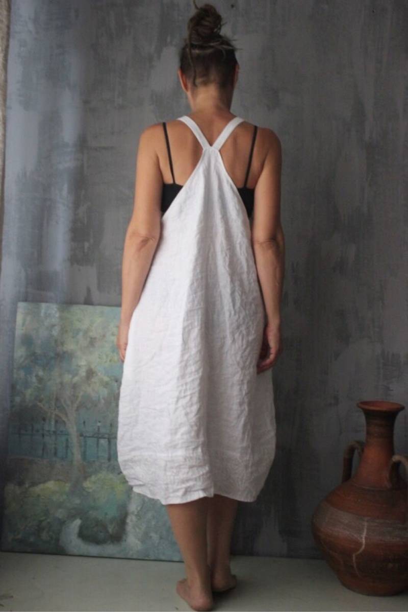 Leinen Tunika, Weißes Leinenkleid, Lockeres Kleid, Übergröße Leinen, Flachs Kleid, Bio Leinenkleid, Plus Größe Maxikleid, Leinen Sommerkleid von TanabelUA