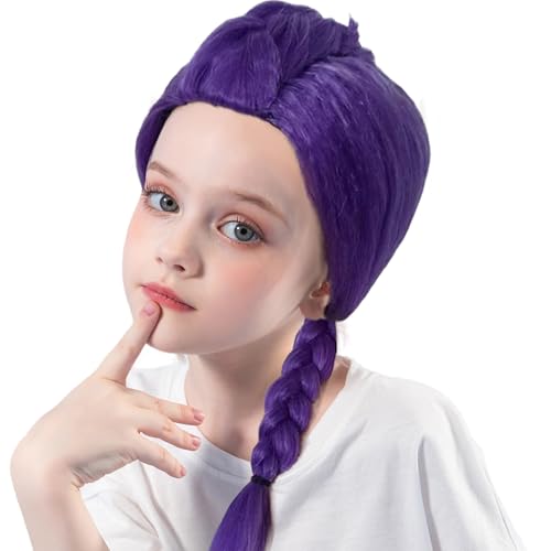 58 Cm Jägerkostüm Kinderperücke, Anime Demon Cosplay Perücke Für Damen Und Herren,Lila Zöpfe Realistische Halloween Cosplays Requisiten Für Kinder Halloween, Karneval, Party, Bühnenperformance von Tanakeji