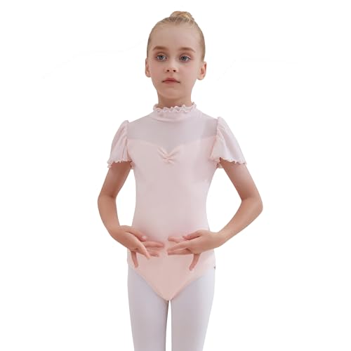 Tancefair Kinder Ballettkleidung Mädchen Rüschenärmel Ballettkleid Ballettanzug Ballett Trikot Gymnastikanzug Trikot Tanzkleid Tanzbody von Tancefair