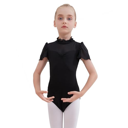 Tancefair Kinder Ballettkleidung Mädchen Rüschenärmel Ballettkleid Ballettanzug Ballett Trikot Gymnastikanzug Trikot Tanzkleid Tanzbody von Tancefair