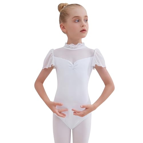 Tancefair Kinder Ballettkleidung Mädchen Rüschenärmel Ballettkleid Ballettanzug Ballett Trikot Gymnastikanzug Trikot Tanzkleid Tanzbody von Tancefair