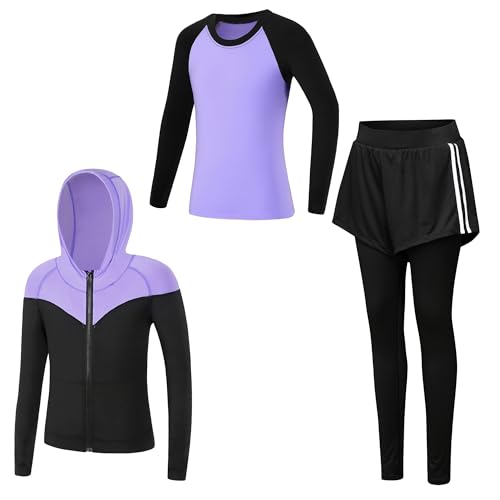 Tancefair Kinder Mädchen Trainingsanzug 2/3 tlg Sportanzug Jogging Bekleidungsset Freizeitanzug (Shirt + Hose) Training Laufen Fußball Basketball Trikots Yoga von Tancefair