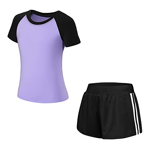 Tancefair Kinder Mädchen Trainingsanzug 2/3 tlg Sportanzug Jogging Bekleidungsset Freizeitanzug (Shirt + Hose) Training Laufen Fußball Basketball Trikots Yoga von Tancefair