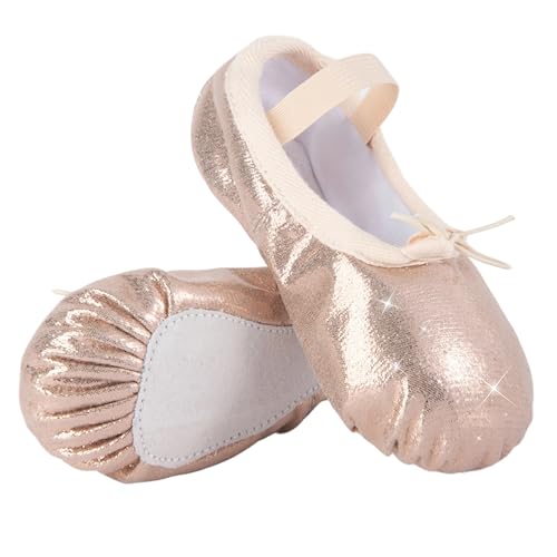 Tancefair Ballettschuhe Glitter Ballettschläppchen Mädchen Tanzschuhe Geteilte Ledersohle Gymnastikschuh Yogaschuhe für Kinder und Mädchen von Tancefair