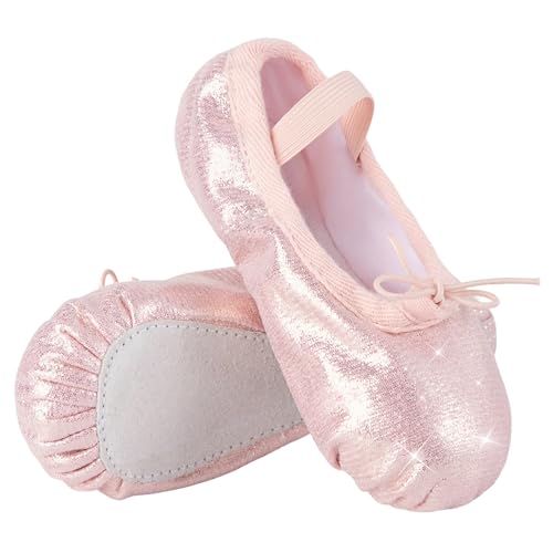Tancefair Ballettschuhe Glitter Ballettschläppchen Mädchen Tanzschuhe Geteilte Ledersohle Gymnastikschuh Yogaschuhe für Kinder und Mädchen von Tancefair