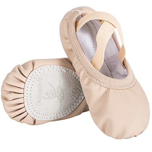 Tancefair Ballettschuhe aus Leder mädchen Ballettschläppchen Tanzschuhe mit Geteilte Ledersohle Gymnastikschuh für Kinder und Erwachsene von Tancefair