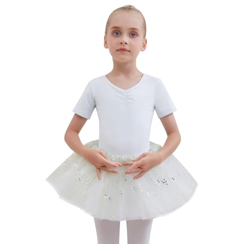 Tancefair Mädchen Ballettkleid Kinder Ballettkleidung Kurzarm Balletttrikot Ballettanzug Tanzkleid Tanzbody mit Rock Tütü von Tancefair