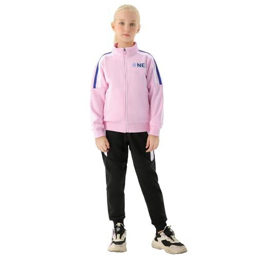 Tancefair Mädchen Trainingsanzug 2-teiliges Mädchen Sweatsuit Set durchgehender Reißverschluss vorne klassische Jacke und Hose Jogginganzug oben und unten Jogger Set für Kinder Mädchen (4–15 Jahre) von Tancefair