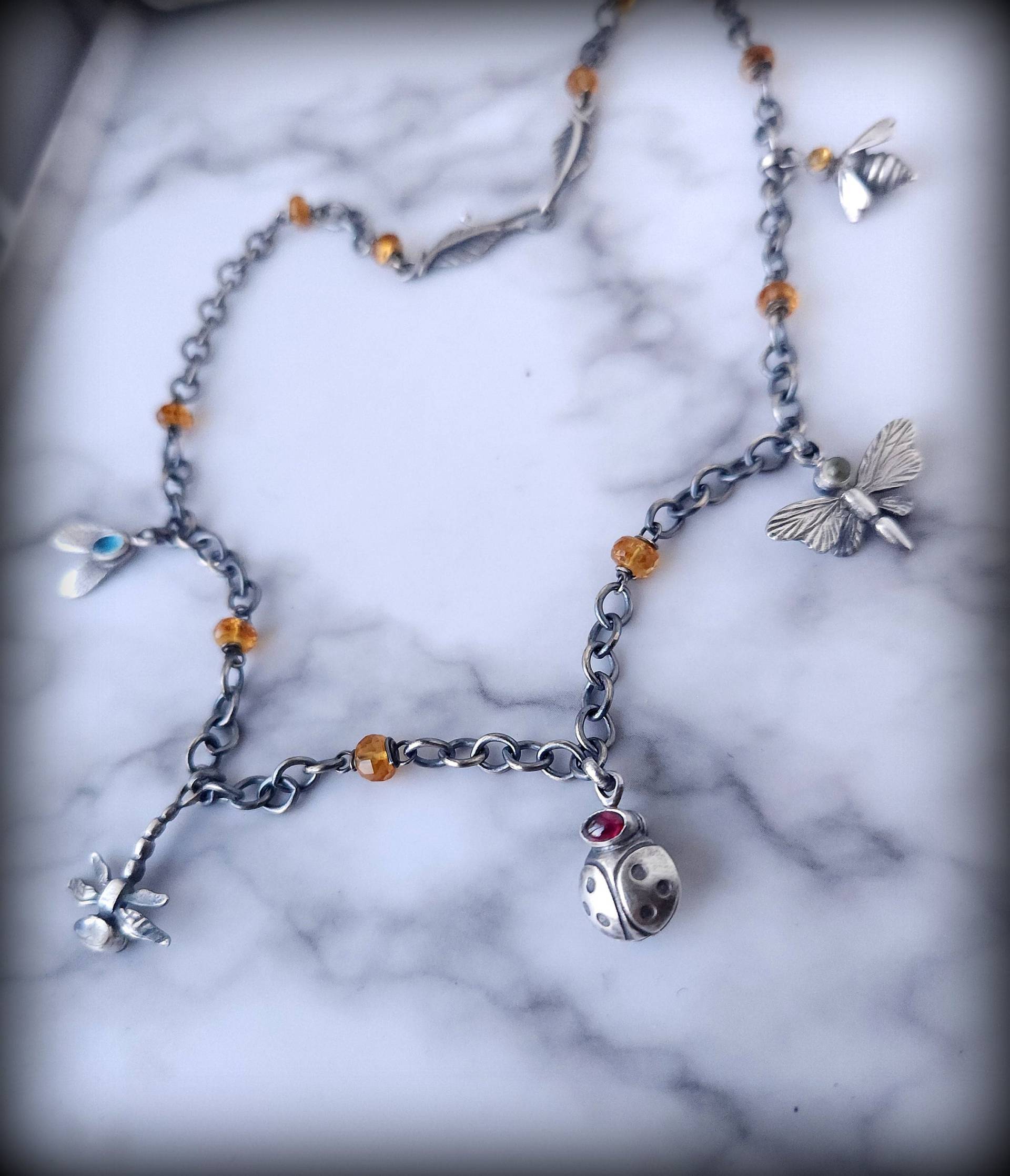 Insekt Charm Halskette, Sterling Edelstein Charme Natur Statement Handwerker Tier Gens Set Halskette Insekt Charm Halskette, Sterling Edelstein Charme Natur Statement Handwerker Tier Gens Set Halskette von TandBrie