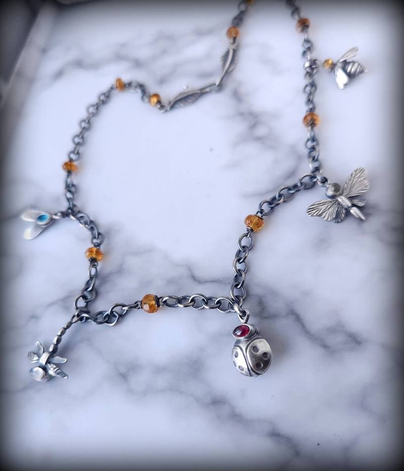 Insekt Charm Halskette, Sterling Edelstein Charme Natur Statement Handwerker Tier Gens Set Halskette Insekt Charm Halskette, Sterling Edelstein Charme Natur Statement Handwerker Tier Gens Set Halskette von TandBrie