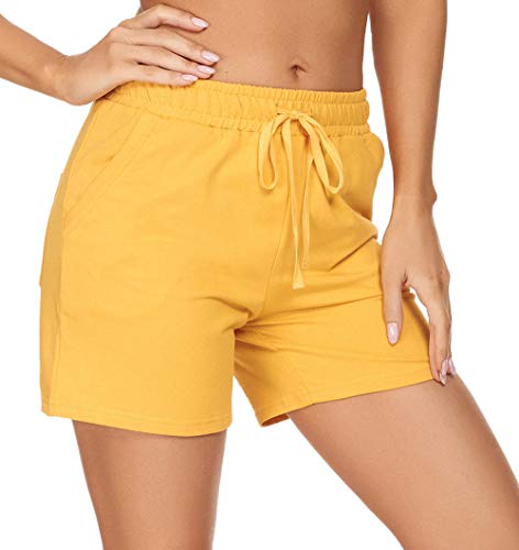 Tandisk Damen 12,7 cm leichte Jersey Baumwolle Yoga Tasche Lounge Walking Shorts Pyjama Activewear Strand Shorts Gelb M von Tandisk