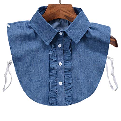 Tandou Kragen Blusenkragen Damen Abnehmbarer, Klassisches Denim-Blau Krageneinsatz Einsatz Accessoires (1#) von Tandou