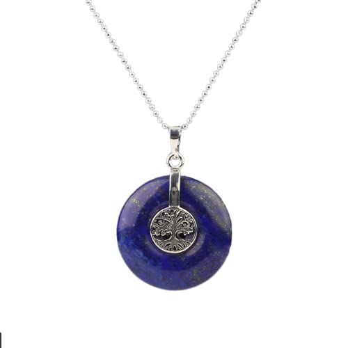 Tanduaji Anhänger Lebensbaum Donut Halbedelsteine Heilen Halskette,Reiki Schmuck für Damen Herren von Tanduaji