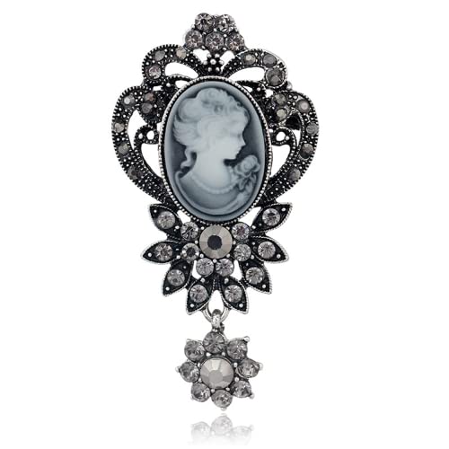 Tanduaji Damen Brosche Vintage Weiblicher Avatar Versilbert Modeschmuck D Versilbert von Tanduaji