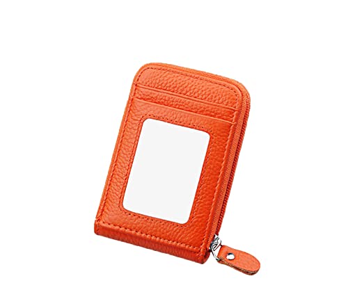 TangDao Damen Herren Unisex Kreditkartenhülle mit RFID-Schutz Kartenetui aus Leder, 12 Fächer, 11 x 8, Reißverschluss (Orange) von TangDao