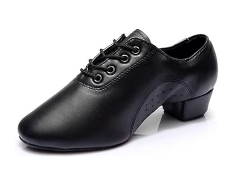 Herren Tanzschuhe Latein Salsa Jazz Tango Schwarze Lederschuhe für Männer Jungen (schwarz, Erwachsene, 35, Numerisch, EU Schuhgrößensystem, M) von TangDao