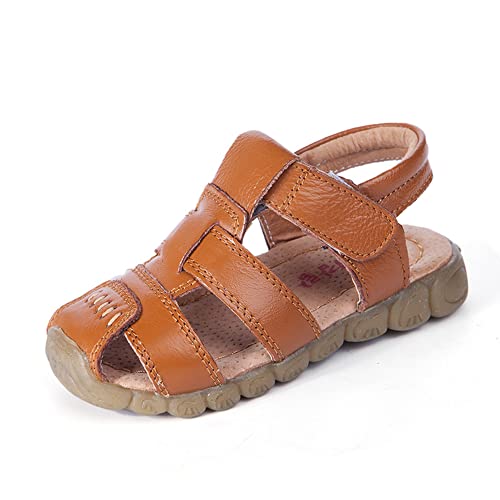 Jungen Sandale Geschlossene Leder Sandalen Sommer Kinder Trekkingsandalen (Gelb, numeric_23) von TangDao