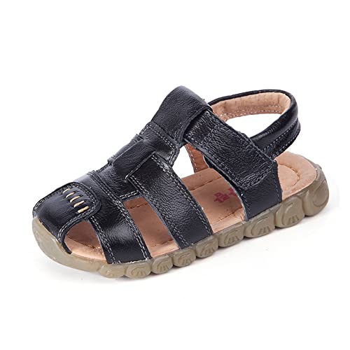 Jungen Sandale Geschlossene Leder Sandalen Sommer Kinder Trekkingsandalen (Schwarz, numeric_24) von TangDao