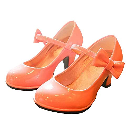 Mädchen Kinder Schuhe High Heels Prinzessin Schnürsenkel mit Schleife Mary Jane Halbschuhe(Rosa,26) von TangDao