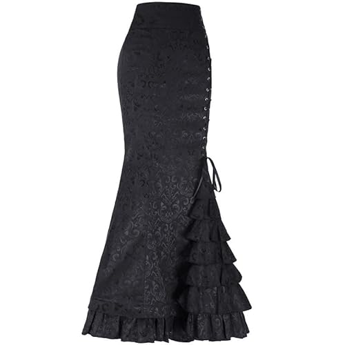 TangDao Damen Langer Rock Fischschwanz Rock Hüftrock Meerjungfrau Rock,Polyester geeignet für Cocktailpartys(1-Schwarz,XL) von TangDao