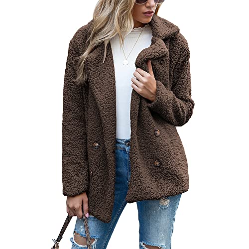 TangDao Damen Winter Jacke Elegant Casual PlüSch Mantel(Kaffee,L) von TangDao