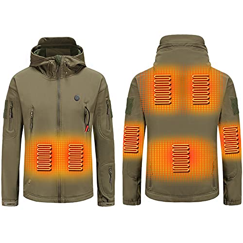 TangDao Herren Beheizte Jacke Thermojacke mit Kapuze Softshelljacke USB Beheizbar 3 Temperaturen Einstellbar (Ohne Akku)(Grün,M) von TangDao