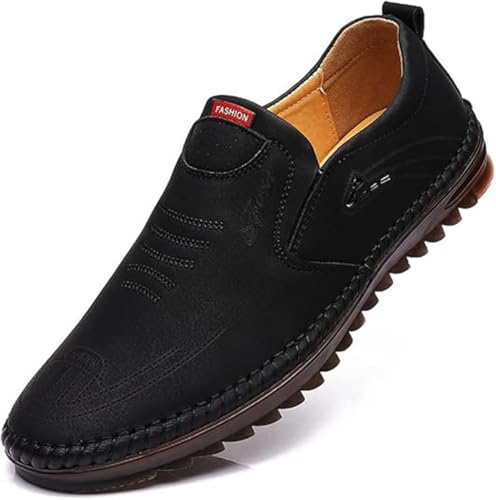 TangDao Herren Slip On Loafer Mokassin Flache Komfort Freizeitschuhe Kunstleder Leicht Bootsschuhe Fahren Schuhe,43,Schwarz von TangDao