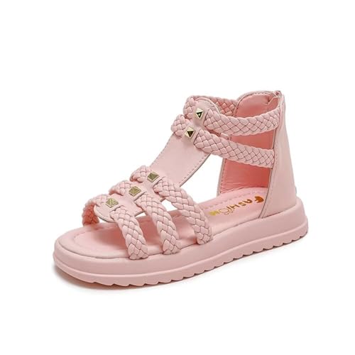 TangDao Mädchen Gladiator Sandalen Mode Flache Sommer kleid Prinzessin Schuhe mit Rückenreißverschluss für Kleinkind/kleines Kind/großes Kind Rosa 33 von TangDao