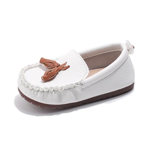 TangDao Mokassins für Kinder Freizeitschuhe Geruchshemmend und rutschfest Weiche Sohle(Weiß,EU 26) von TangDao