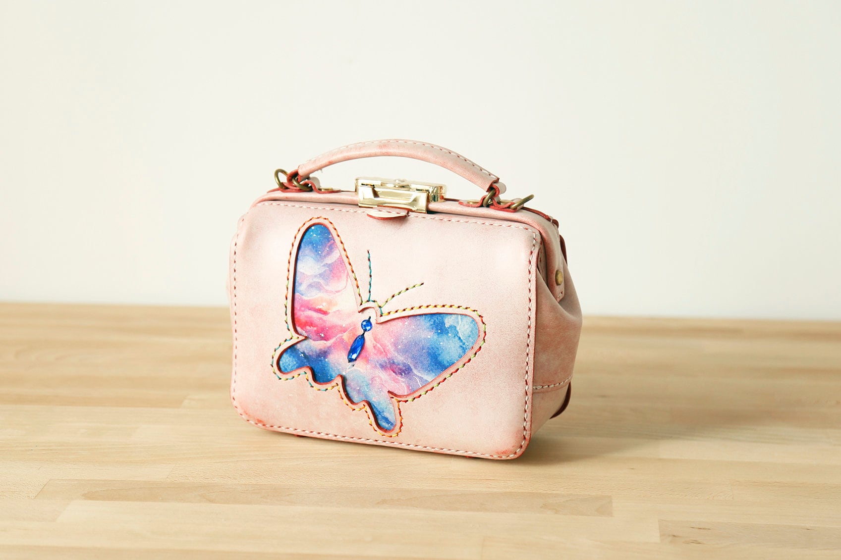 Butterfly-Dulles Doctor Bag-Rindsleder Geldbörse, Leder Handtasche, Damen Crossbody Tasche, Top Henkel Mini Long Strap von TangentLinearLeather