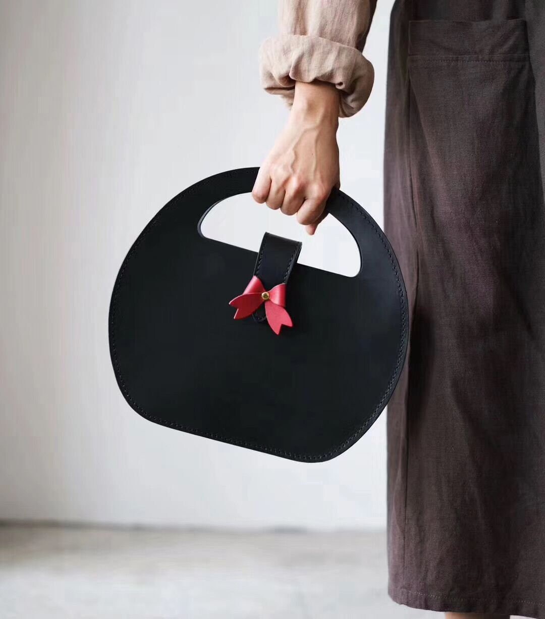 Curling Tote - Frauen Rindsleder Leder Handtasche Handgemachte Einkaufstasche von TangentLinearLeather