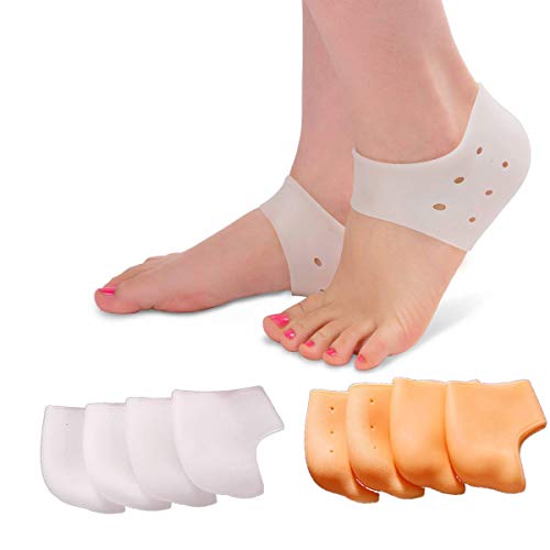 Tangger 4 Paar Ferse Tassen Ferse Socken,Silikon Fersenschoner für Ferse Schmerzen Fersenschutz Schuhe,Heilen Trockene Rissige Fersen,Achilles Tendinitis,für Herren und Damen von Tangger