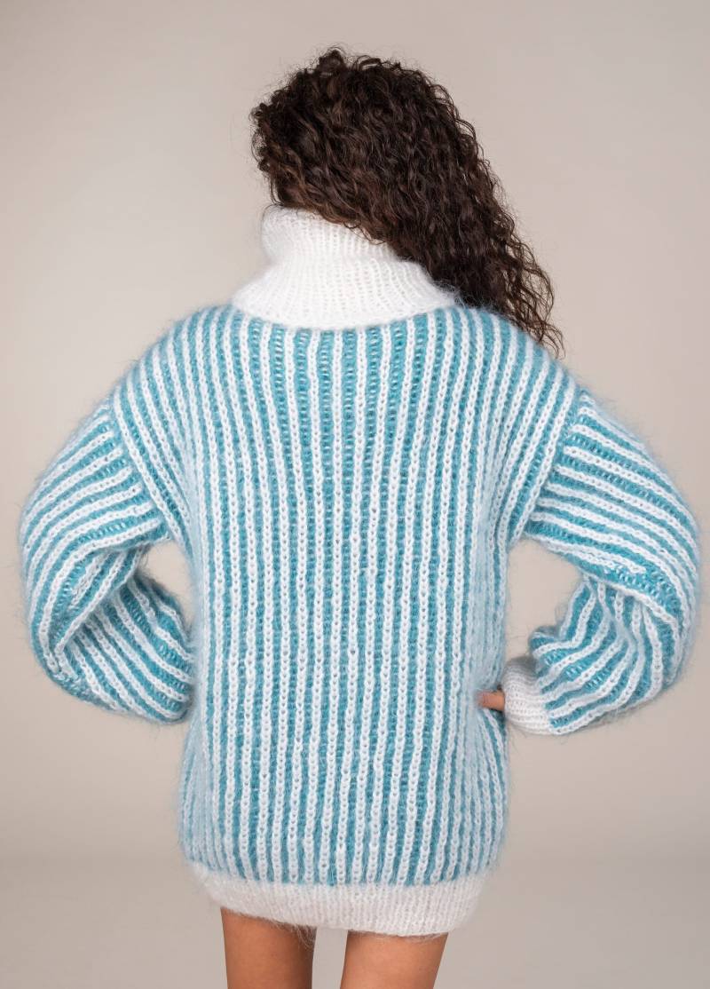 Ready To Ship Mohair Rollkragenpullover, Handgestrickt Chunky Pullover, Double Side Hand Strick Herren Custom Pullover von TanglesCreations