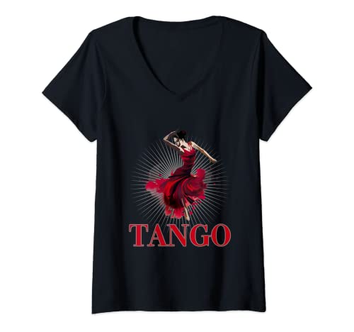 Damen Tango Tanz für einen Tango Tänzer Tänzerinnen T-Shirt mit V-Ausschnitt von Tango Tanz Argentino Tanzen Geschenk Tanzstil