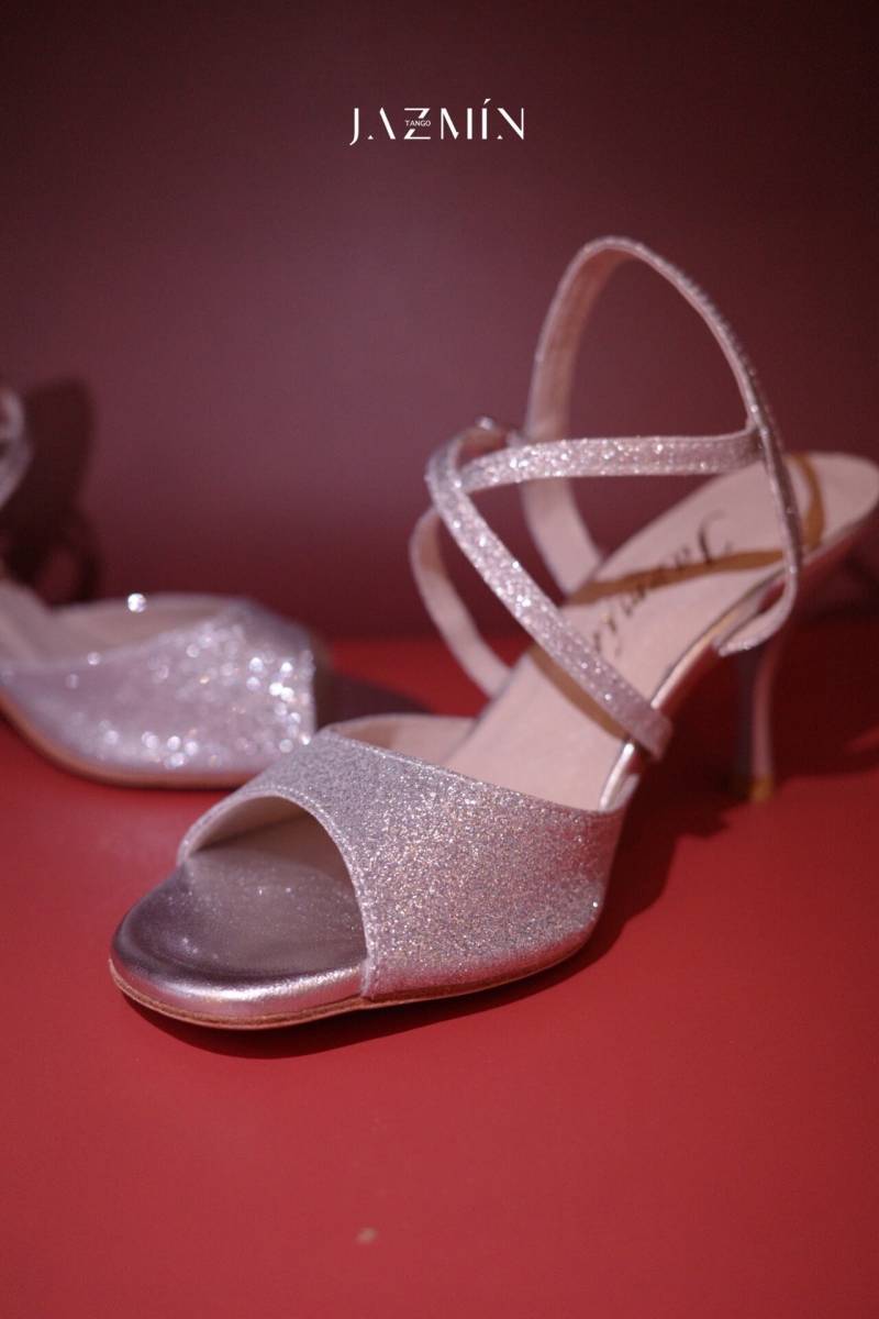 Tango Schuhe 08 Glänzend Silber Leder von TangoTimeDressStore