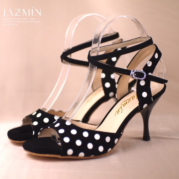 Tango Schuhe Lederrückenfrei O05 Polka Dots von TangoTimeDressStore
