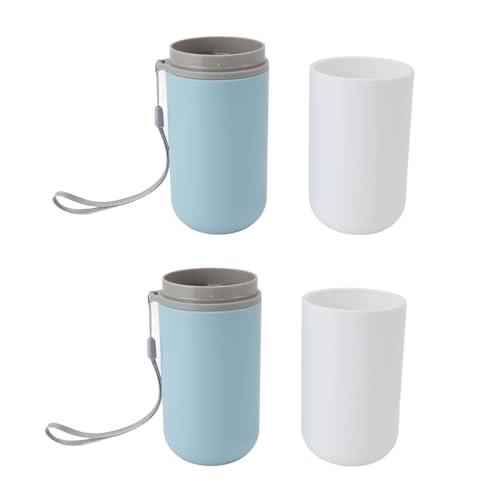 Tangxi Cup Tand Pinsel -Reisekoffer, Kompakte Reisezähnepinsel Becher Weitweite Anwendung Safer Reinigung Multifunktional Zum Camping (Weißblau) von Tangxi