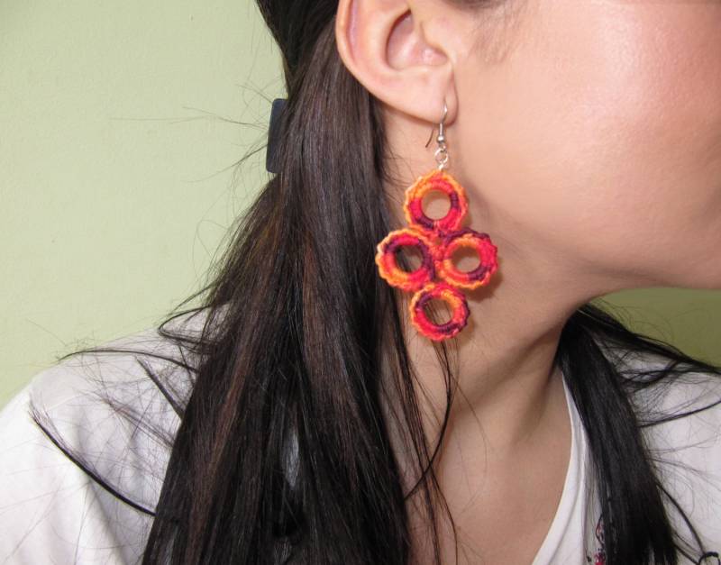 Gehäkelte Ohrringe, Handgemachte Gehäkelte Ohrringe Mix Color, Mode-Häkelschmuck von TaniaNeedleArt