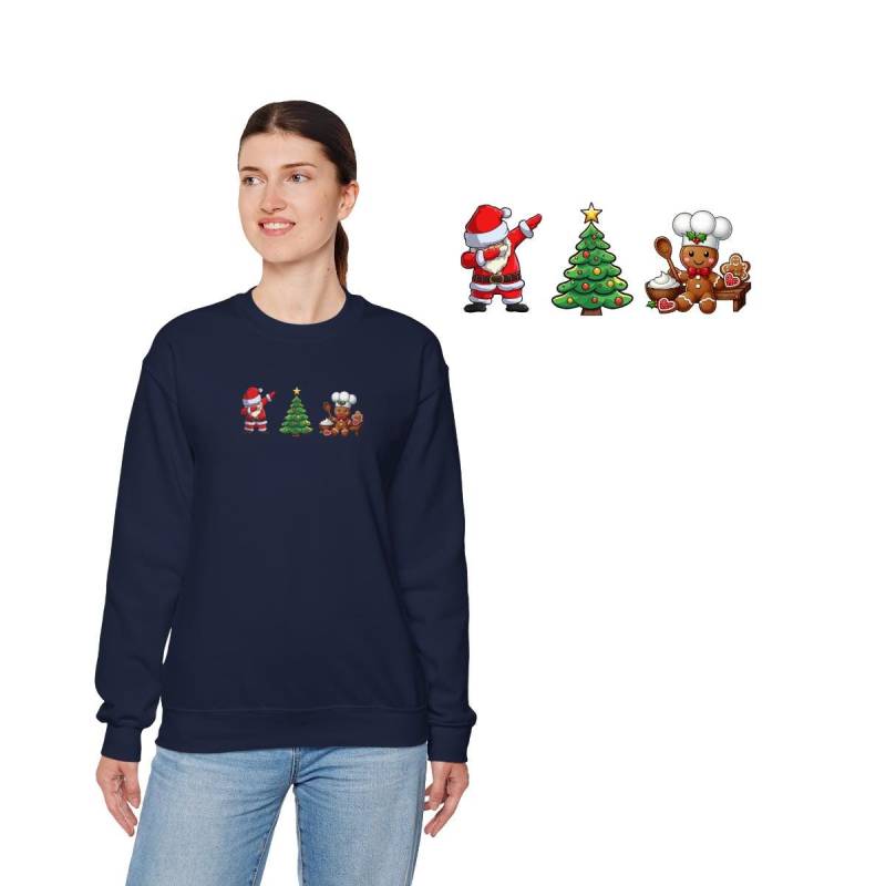 Weihnachtpulli, Sweatshirt Lebkuchen & Tannenbaum, Winter Pullover Weiß Dunkelblau von TanitAlpin