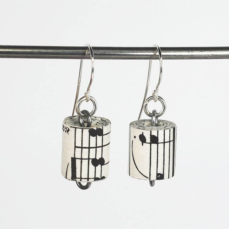 Papier Perle Ohrringe-Upcycled Notenpapier Schmuck, Musik Lehrer Geschenk, Musiker Note von Tanith