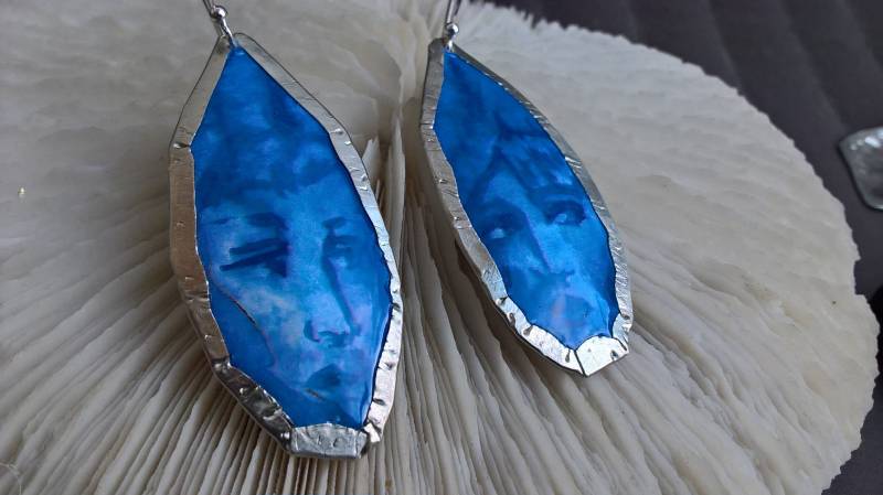 Blau Silber Ohrringe Frau Gesicht Urban Style Einzigartige Geschenk Für Ihre 925 Haken Blau Silber Ohrringe Frau Gesicht Urban Style Einzigartige Geschenk Für Ihre 925 Haken von TanjaBArt