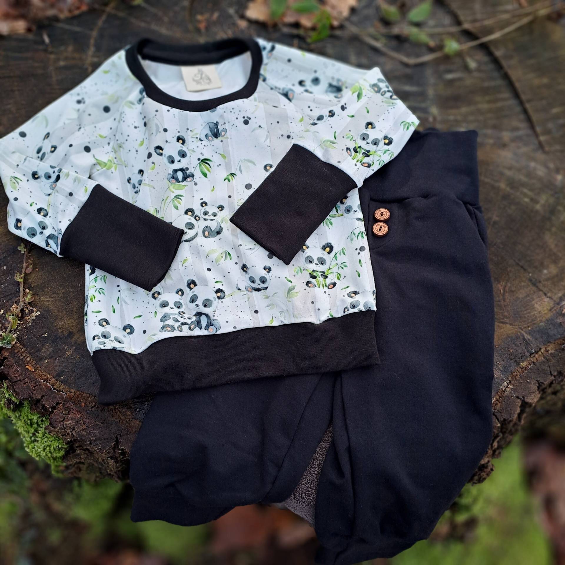 Vorbestellung Set Panda Pullover + Lange Hose Größe 80 - 122 von TanjaOpitzDesign
