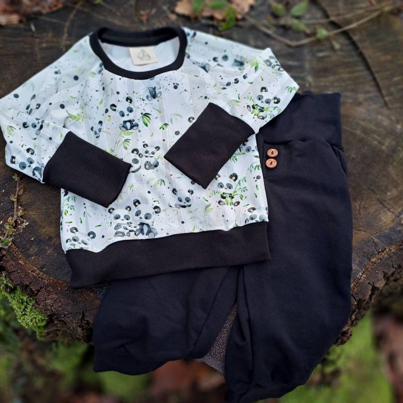 Vorbestellung Set Panda Pullover + Lange Hose Größe 80 - 122 von TanjaOpitzDesign